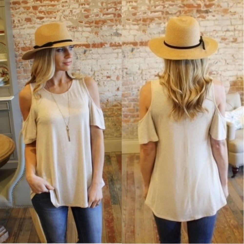 Oatmeal cold shoulder top